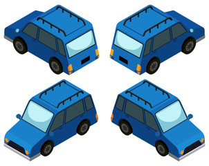 Wall Mural - Blue van from four different angles