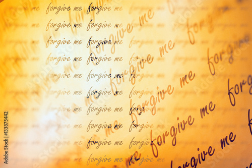 Fotografía Double exposure of repeat word forgive me for background or valentines day concept