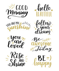 Wall Mural - Lettering vector set. Motivational quote. Sweet cute inspiration typography. Calligraphy postcard poster graphic design element. Hand written sign.