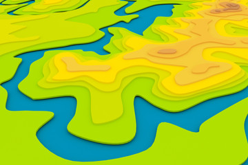 Topographic map. 3d illustration.