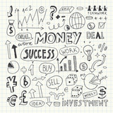 Fototapeta Młodzieżowe - Hand Drawn Business and Money Doodle Elements