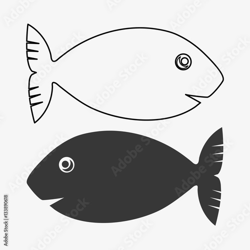 FISH SILHOUETTE AND OUTLINE illustration vector vector de Stock | Adobe