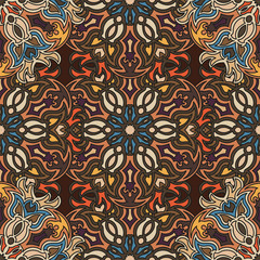  Ornate floral seamless texture, endless pattern with vintage mandala elements.