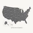© okili77 - USA MAP WITH NAME OF COUNTRIES,UNITED STATES OF AMERICA MAP, US MAP flat grey color illustration vector