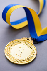 Wall Mural - close-up studio shot of first place golden medal
