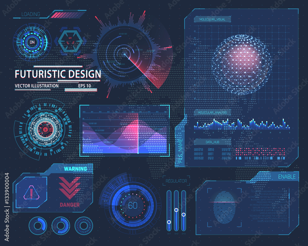Molecule hologram and futuristic hud elements Stock Vector | Adobe Stock