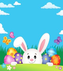 Wall Mural - Easter eggs and lurking bunny theme 2