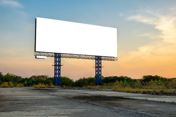 Blank billboard with sky at sunset