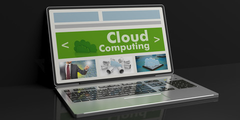 Wall Mural - Cloud computing on a laptop. 3d illustration