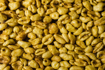 close up wheat grains with honey. Yellow texture