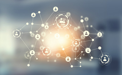 Poster - Network community concept . Mixed media