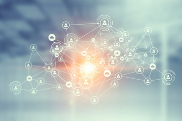 Network community concept . Mixed media