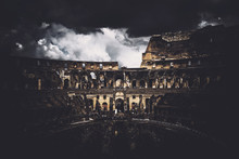 Rome Colosseum In Italy At Night