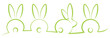 Frohe Ostern Hasen Linie Zeichnung grün isoliert