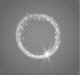 Glowing magic white fire circle ring trace.