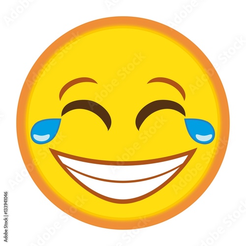 Laughing emoji illustration vector, laughing smiley symbol Stock Vector
