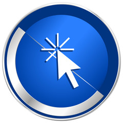 Fototapete - Click here silver metallic web and mobile phone vector icon.