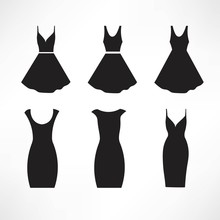 Vintage Dresses Silhouette Vector Set
