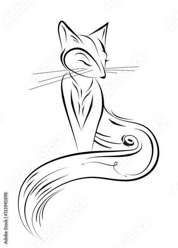 Valokuva  weißer Fuchs - Polarfuchs.
kalligrafische Zeichnung