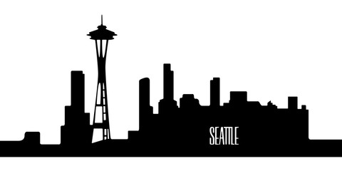 Poster - Isolated silhouette of Seattle