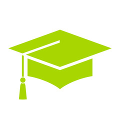 Wall Mural - Green academic hat vector icon