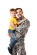 © Africa Studio - Military father with his son on white background