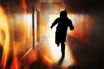 person running out of fire escape