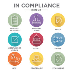 Wall Mural - In Compliance Icon Set - Outline