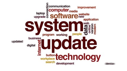 Sticker - System update animated word cloud, text design animation.