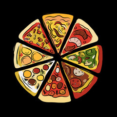 Sticker - Pizza, sketch for your design