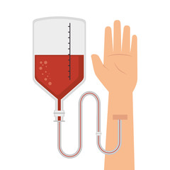 Sticker - blood bag donation icon vector illustration design