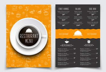 Fototapete - Templates 2 A4 pages menu with drawings of hands and produk pric