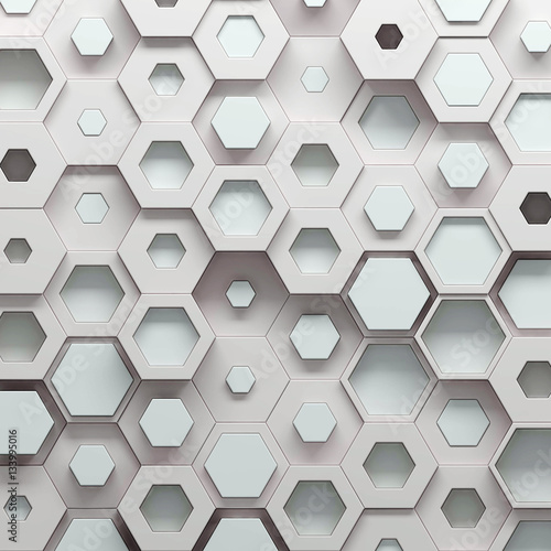 Naklejka na szybę Paramtric hexagonal color pattern, 3d illustration