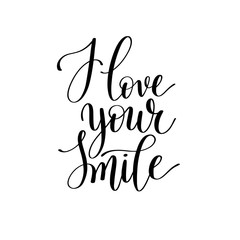 Wall Mural - i love your smile black and white hand written lettering