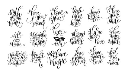 Wall Mural - set of handwritten lettering positive quote about love 