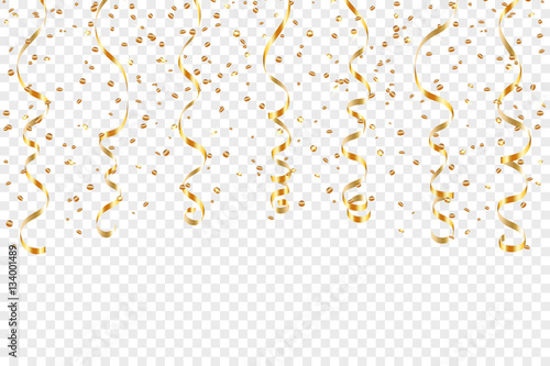 Gold Curly Ribbon Confetti Golden Serpentine Transparent