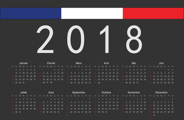 French black 2018 year vector calendar