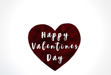 Wall Mural - happy valentines day text on stylish velvet heart, isolated on w