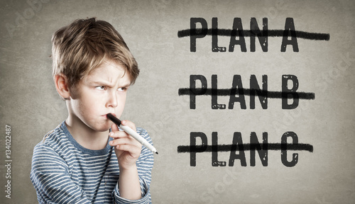 Plans A B C failed, Boy on grunge background Canvas Print