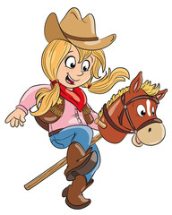 Wall Mural - Vektor Illustration eines kleinen Cowgirls