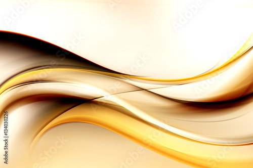 Obraz w ramie Brown bright waves art. Blurred effect background. Abstract creative graphic design. Decorative fractal style.