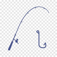 Fishing Rod And Hook Vector Icon