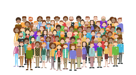 Wall Mural - Group of Business People Big Crowd Businesspeople Mix Ethnic Diverse Flat Vector Illustration