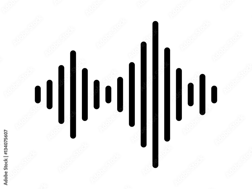 Sound / audio wave or soundwave line art vector icon for music apps and websites - obrazy, fototapety, plakaty 