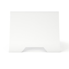 Blank paper tent card. 3d render illustration isolated. Table card mock up on white background.