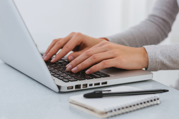 businesswoman hand working with new modern computer and writing