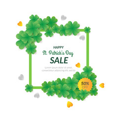 Canvas Print - St. Patrick's day Sale background with many clovers.