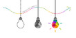 Developing creativity concept with colorful bulb in the end