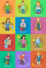 Wall Mural - Collection of Member of the Cleaning Service Staff