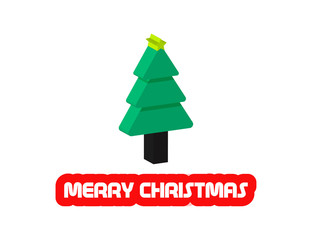 Merry christmas greeting card with 3D tree template